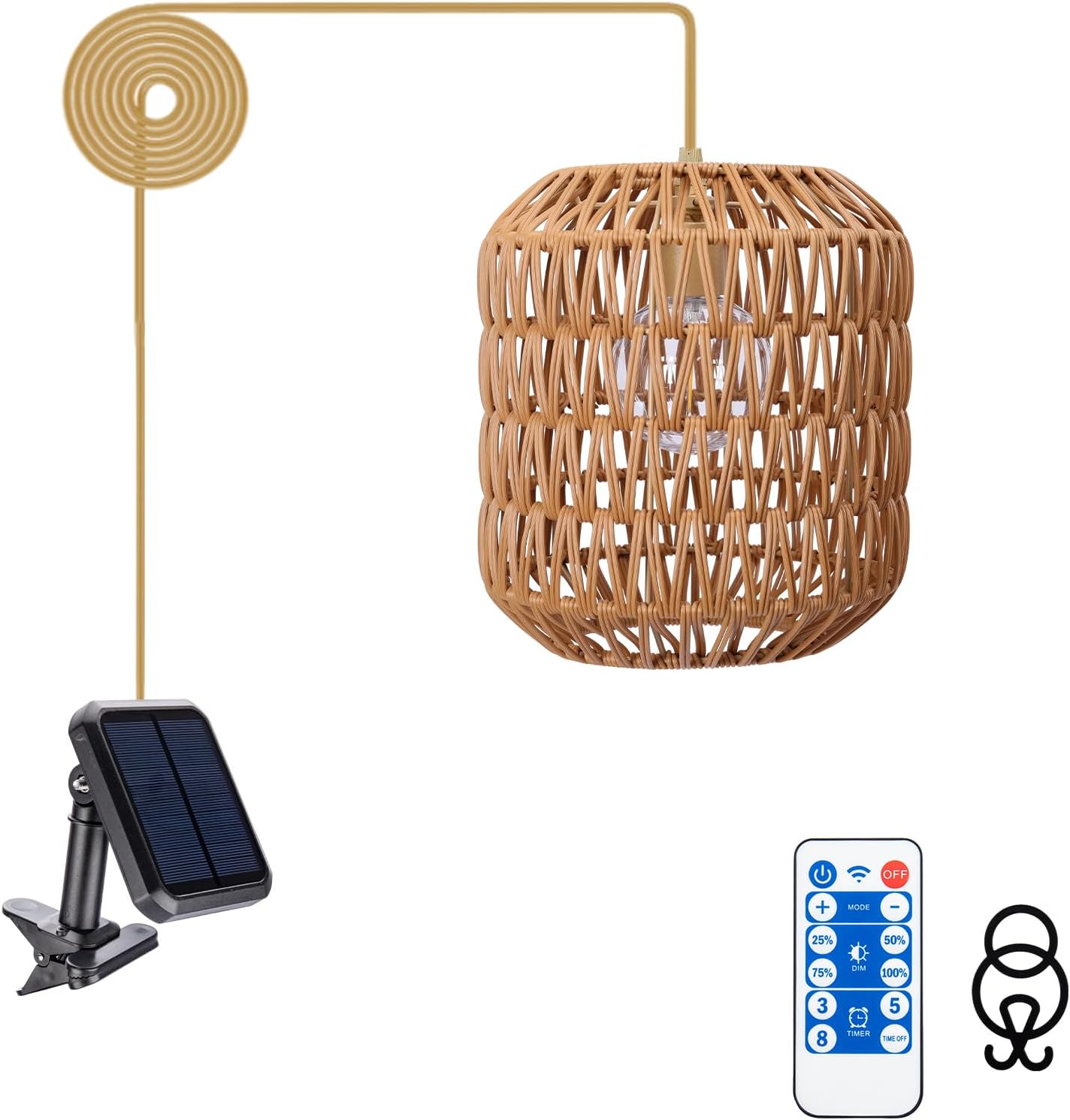 Outdoor Chandelier Solar Pendant Light Outdoor Hanging Lantern Solar Chandelier with Edison Bulb Remote Dimmable Waterproof for Porch Patio Gazebo Garden Yard Decoration