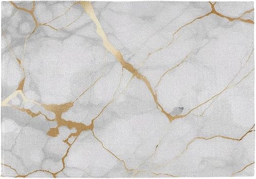 One Bear Juego de 6 manteles individuales con textura de mármol, manteles individuales antideslizantes y resistentes al calor para mesa de comedor,