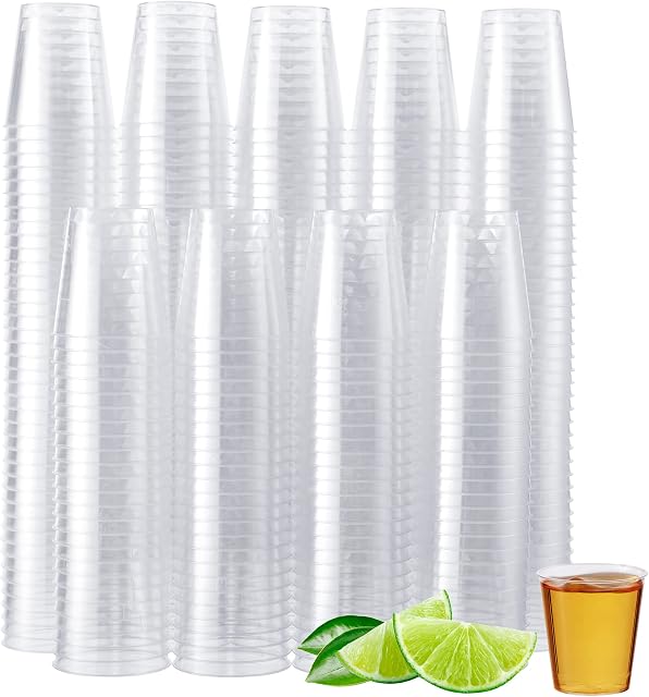Matana - 300 Crystal Clear Multi-use Plastic Shot Glasses Mini Tasting Cups for Party - 30ml