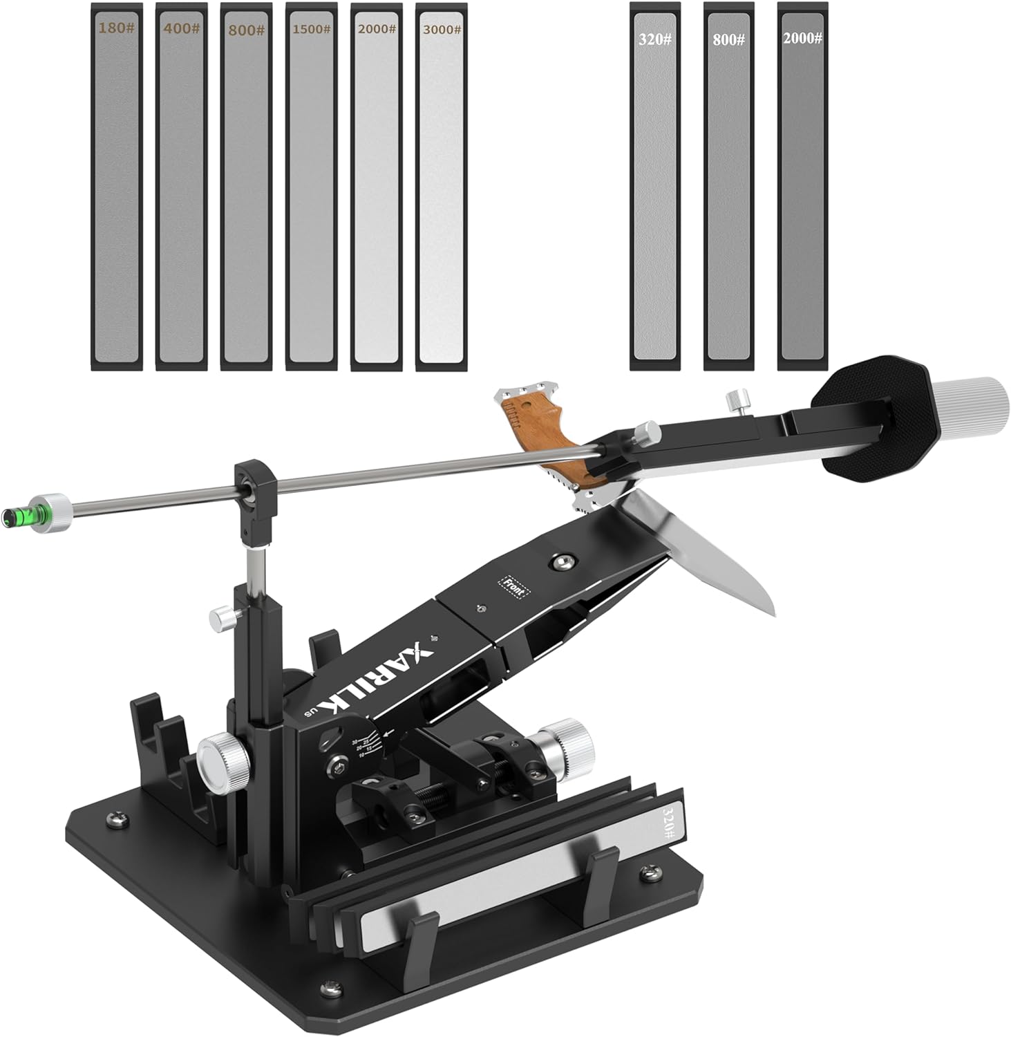 Knife Sharpener System GEN2 & 9 PCS Diamond Knife Sharpening Stones Set (180#, 320#, 400#, 800#*2, 1500#, 2000#*2, 3000# Grit.) for Kitchen Knife, Hunting Knife, Fishing Knife