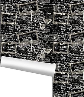 Papeterie Chalkboard Style Script and Dragonfly Wallpaper Drawer Liner Craft Decoupage… (Pre-pasted removable smooth, Roll - 2' x 6')