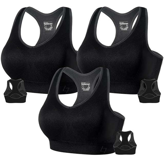 FITTIN Racerback Sports Bras for Women - Padded Seamless Support Bra for Yoga Gym Workout Fitness