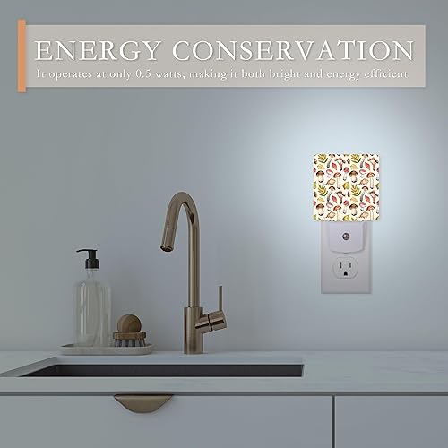 Miniatura 5 de Luz nocturna, setas y hojas, luces nocturnas enchufables a la pared para niños y niñas, decoración media redonda, luz nocturna LED, lámpara LED de