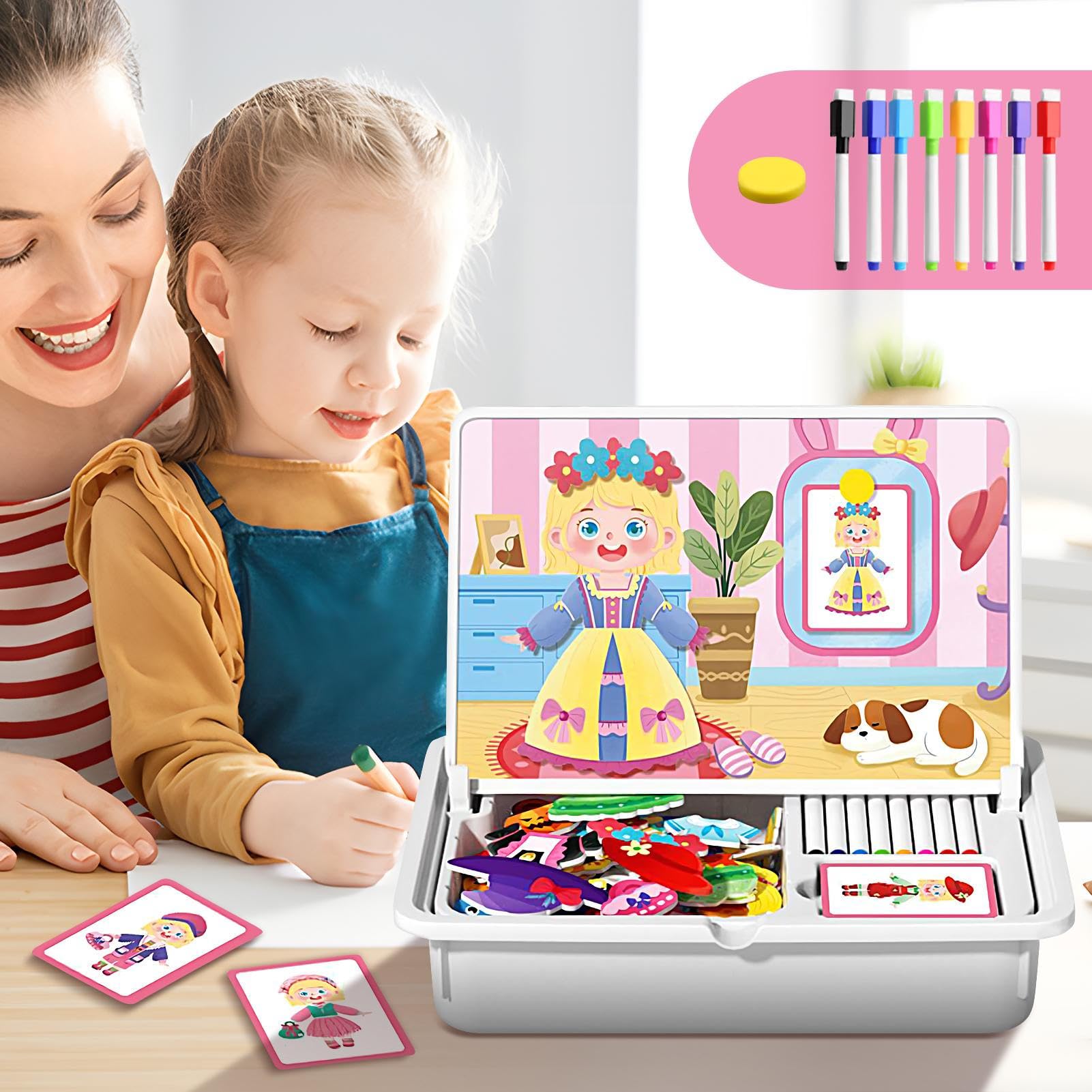 Magnetyczne Puzzle Dla Malucha Przenośne Edukacyjne Puzzle Stołowe | Magnetyczne Pudełko Z Grą Ubieranka Lalka Stołowa układanka dla dzieci od 3 lat, dla chłopców, dziewczynek i
