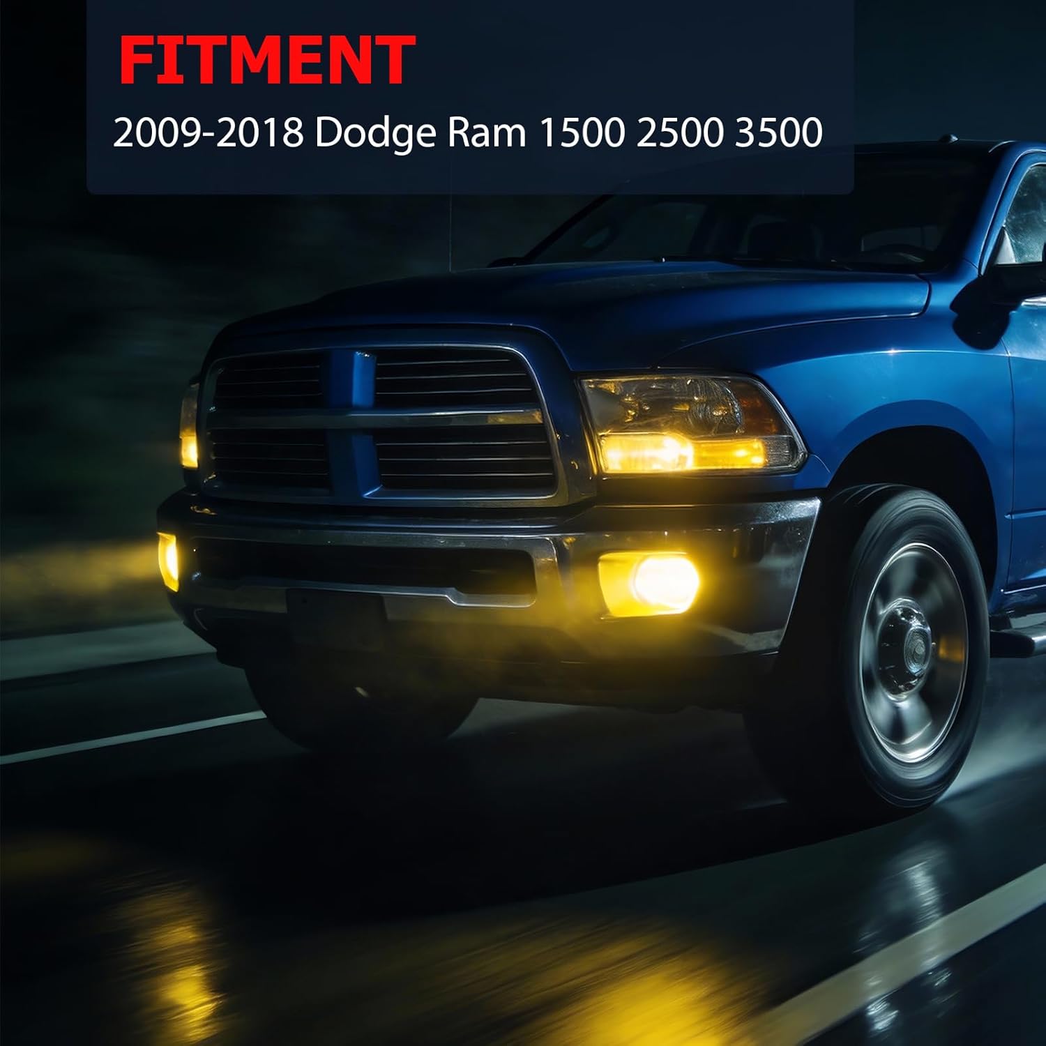 Fog Lights Compatible with 2009-2018 Dodge Ram 1500 2500 3500 Bumper Driving Fog Lamps Assemby With H10 12V 42W Halogen Bulbs W/O Bracket
