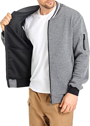SAVKOOV Mens Lightweight Jacket Casual Bomber Jacket Varsity Coat