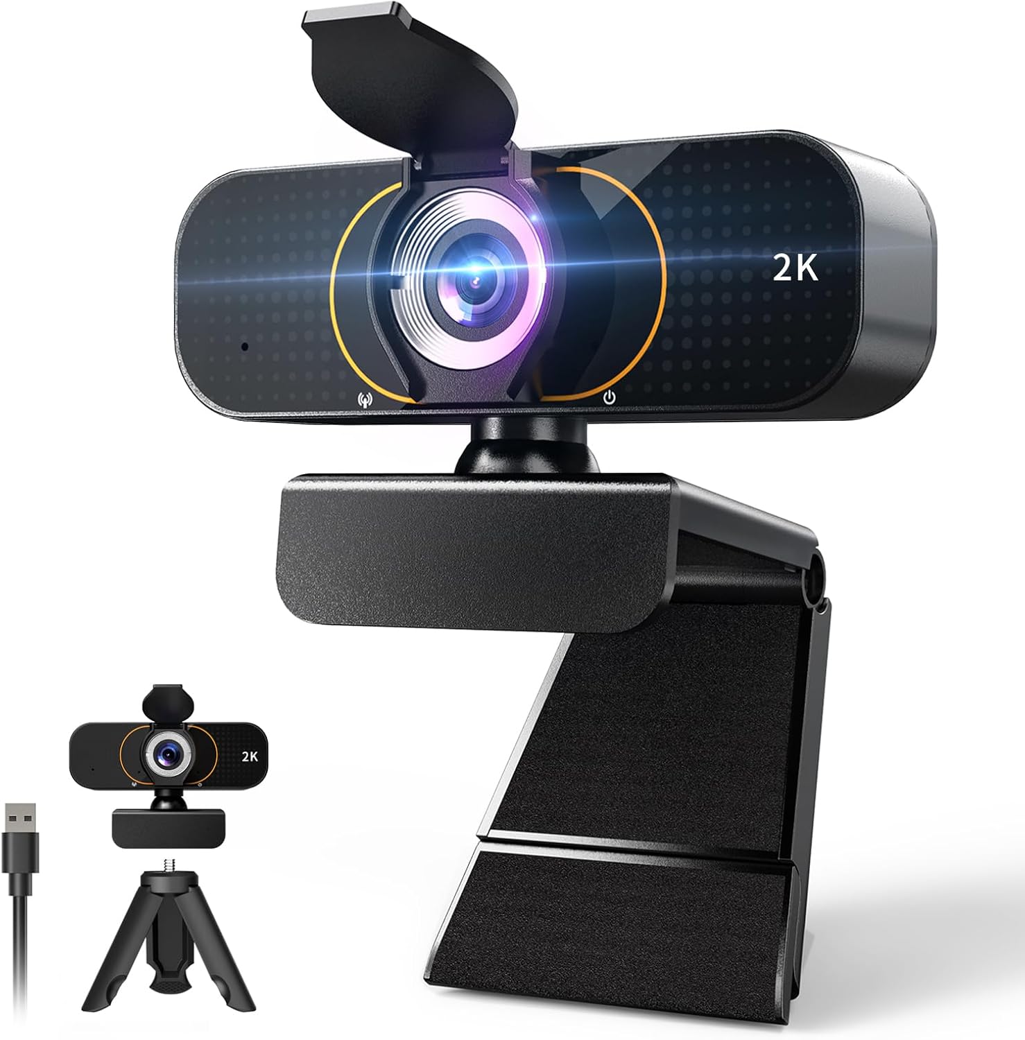 2K Webcam for Computer/Laptop/Desktop/PC, Camera with Microphone, USB Plug&Play, Auto Low Light Correction, Privacy Cover, Tripod, Wide Angle for Meeting/Online Video/Zoom 2K Webcam for Computer/Laptop/Desktop/PC, Camera with Microphone, USB Plug&Play, Auto Low Light Correction, Privacy Cover, Tripod, Wide Angle for Meeting/Online Video/Zoom