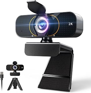 Lusinx 2K Webcam for Computer/Laptop/Desktop/PC, Camera with Microphone, USB Plug&Play, Auto Low Light Correction, Privacy... Price In India