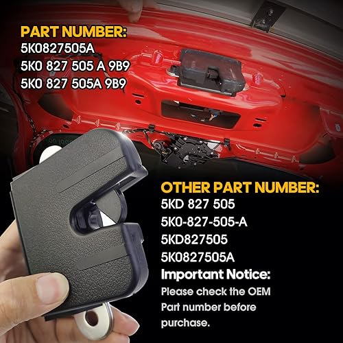 Miniatura 3 de Tapa trasera del maletero del maletero con cierre de bloqueo para VW Volkswagen Golf GTI MK6 2009 2010 2011 2012 2013 5K0827505A US Warehouse