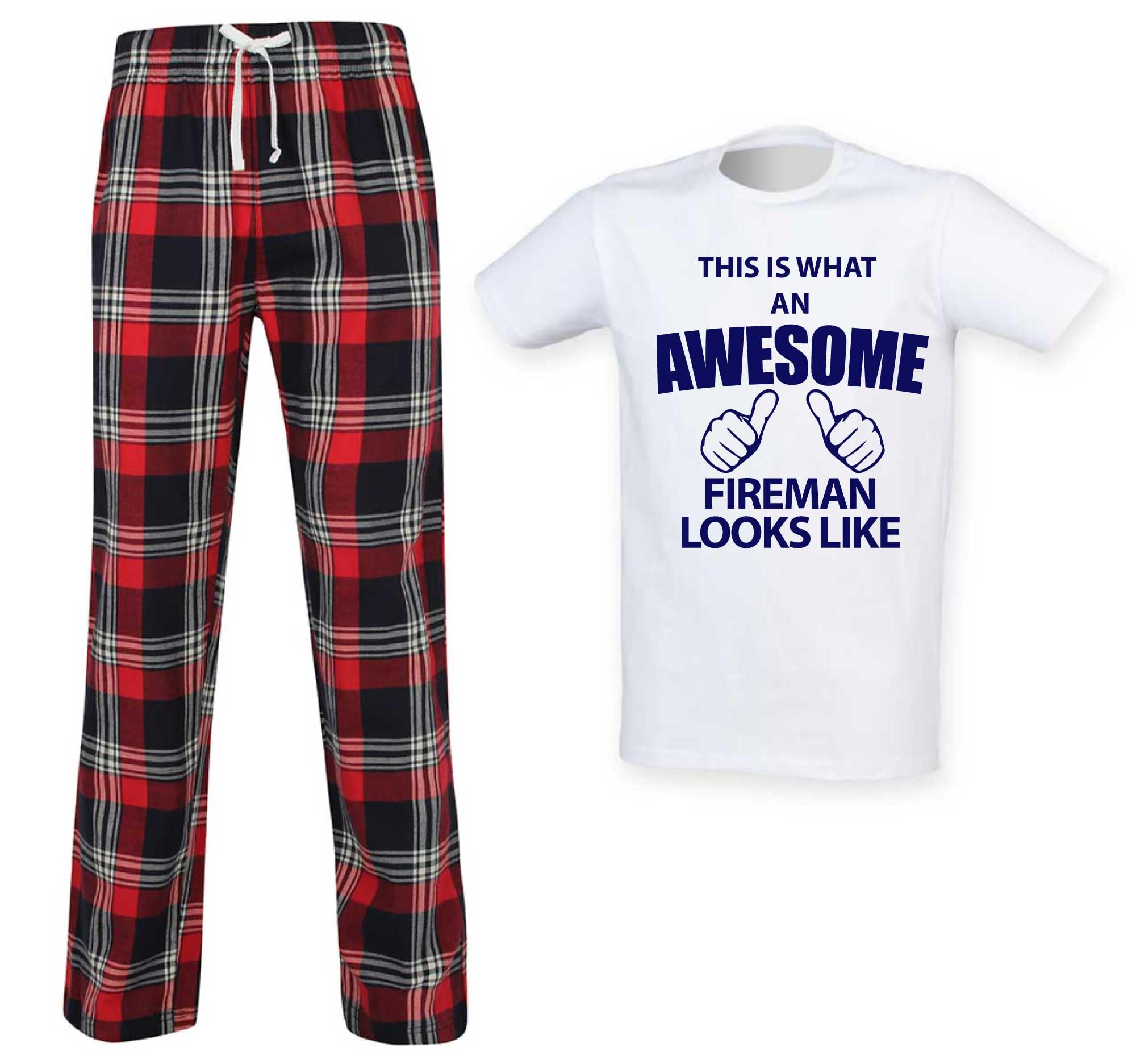 60 Second Makeover Limited Mens This Is What An Awesome Fireman Looks Like Tartan Pyjama Set Red