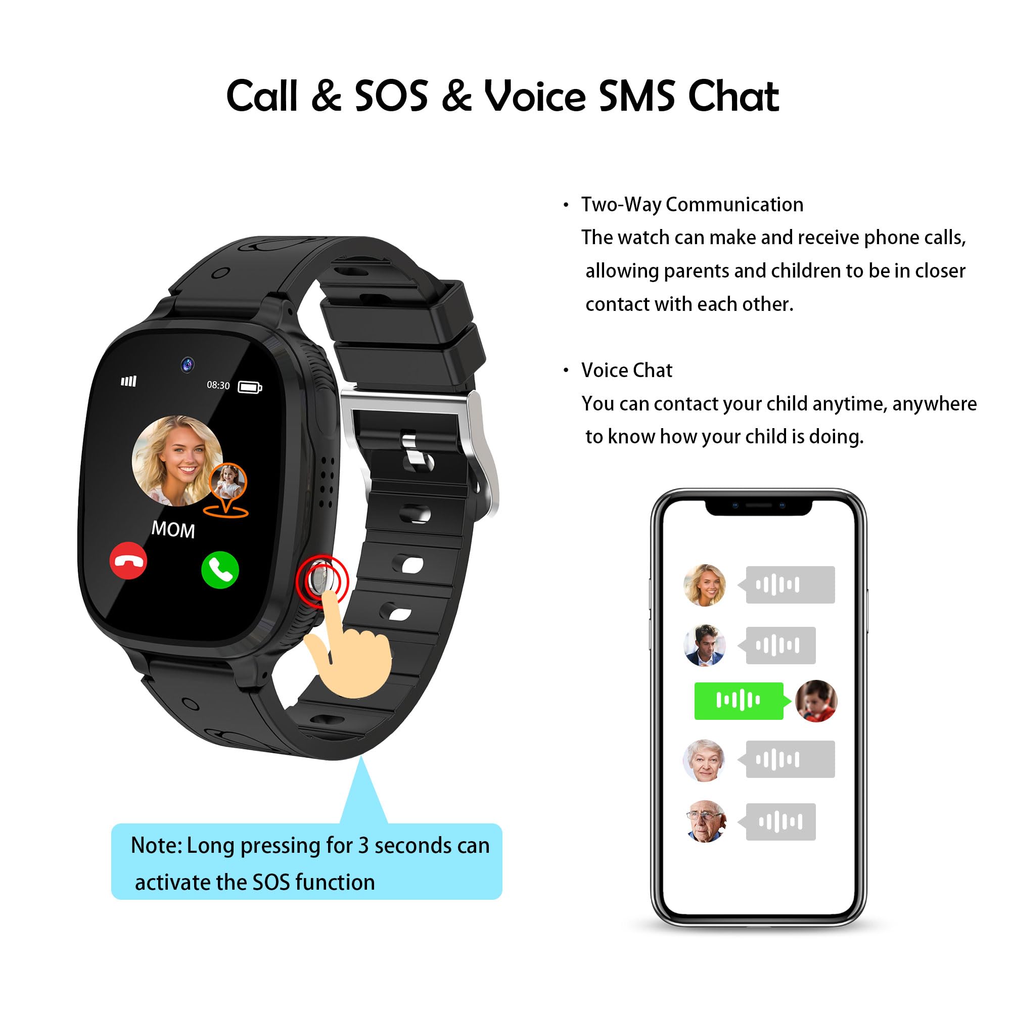 Smartwatch dla Dzieci z GPS Lokalizacja Cyfrowy Gry Telefon Budzik