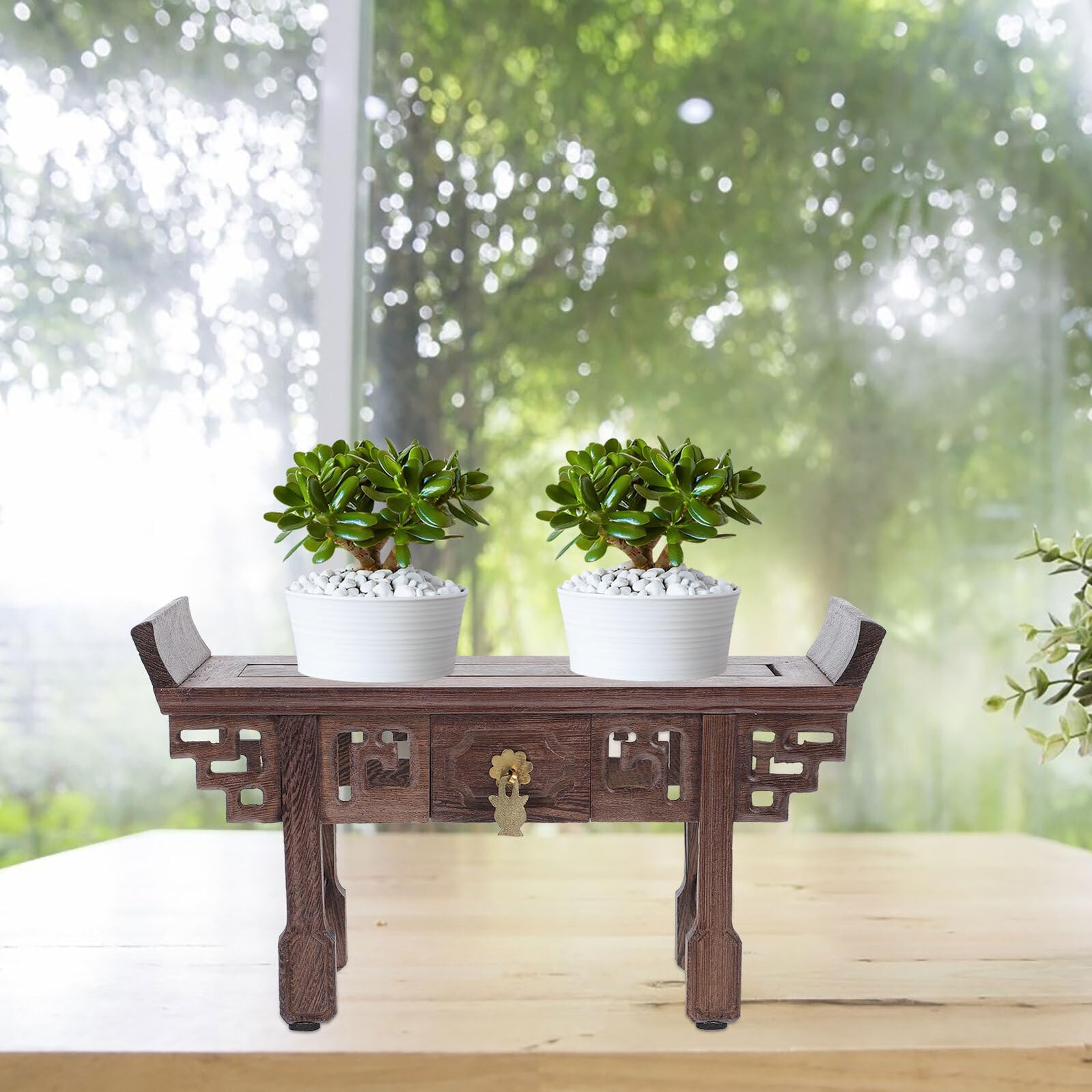 Soporte de Madera para Exhibición de Figuras y Adornos, Resistente Buena Textura, Adecuado para Cafeterías y Mesas, Estilo Rústico y Chic