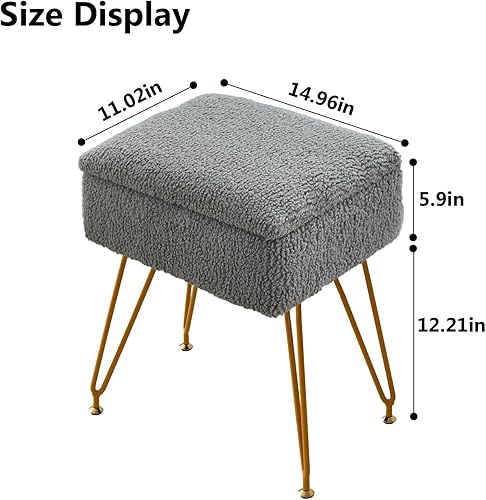 Miniatura 2 de Taburete de tocador, otomana con almacenamiento, taburete de maquillaje, reposapiés, silla de piel sintética suave, mesa auxiliar lateral pequeña,