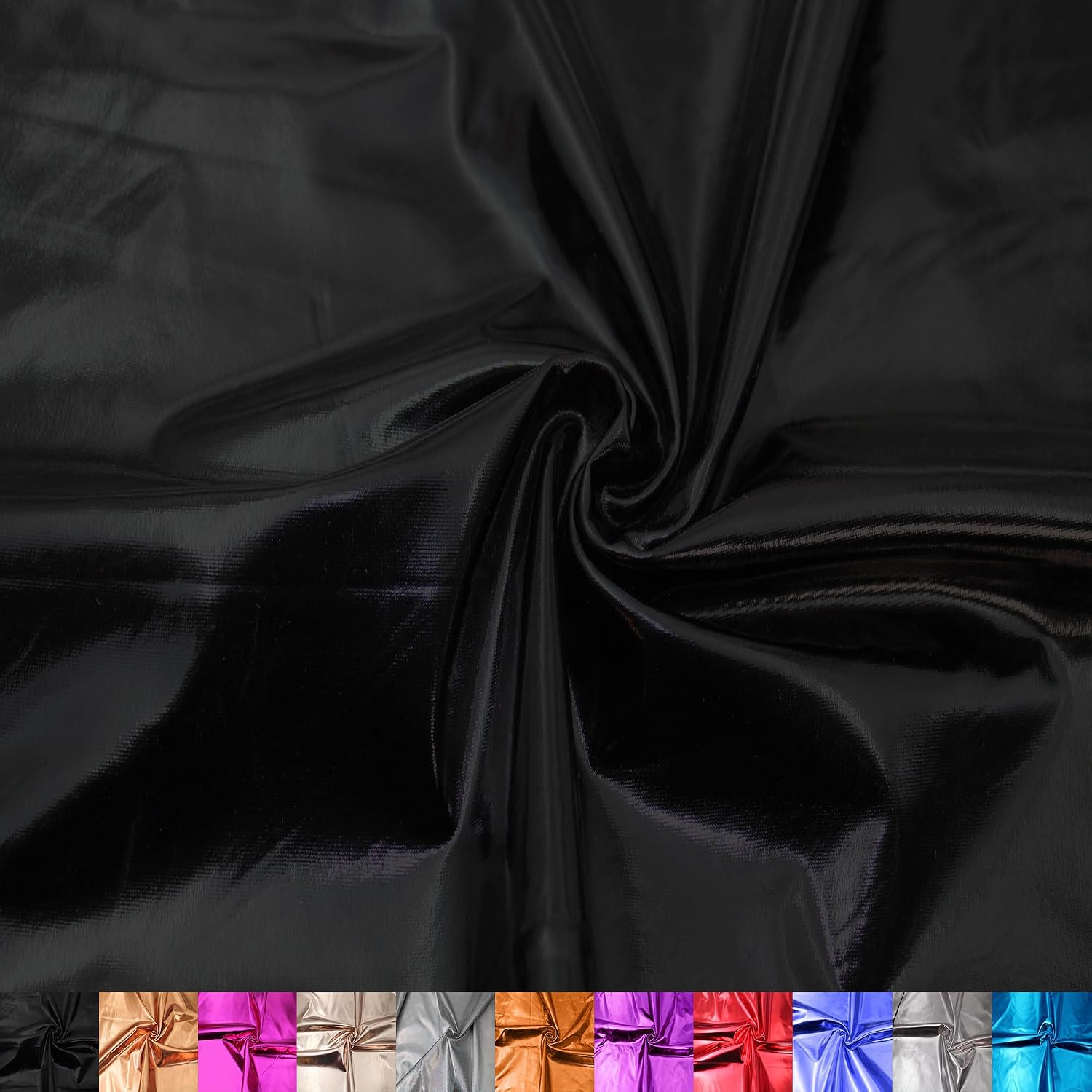 Stylish FABRIC 60" Wide Poly Spandex-Metallic Foil Fabric-Sold by The Yard-185 GSM, Medium Weight, 2-Way Stretch-Apparel, Leggings, Dance Outfits & Costumes, Black 1 Yard