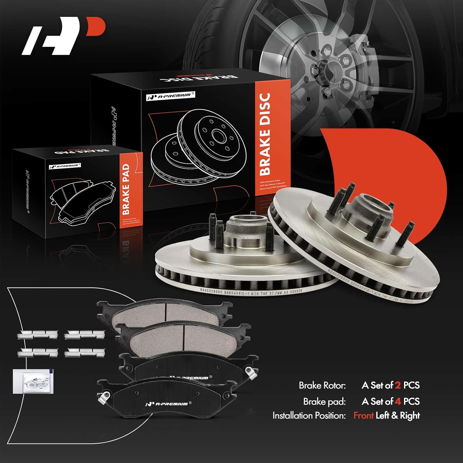 A-Premium 12.13 inch (308 mm) Front Vented Disc Brake Rotors + Ceramic Pads Kit Compatible with Select Ford and Lincoln Models - F-150 F150 2000/2003, Expedition/Navigator 2000-2002, 6-PC Set