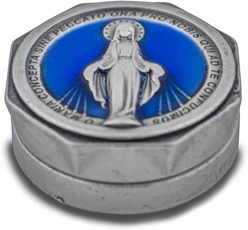 Miniatura 2 de Mini Rosario con Placa de San (Medalla Milagrosa con Esmalte Azul)