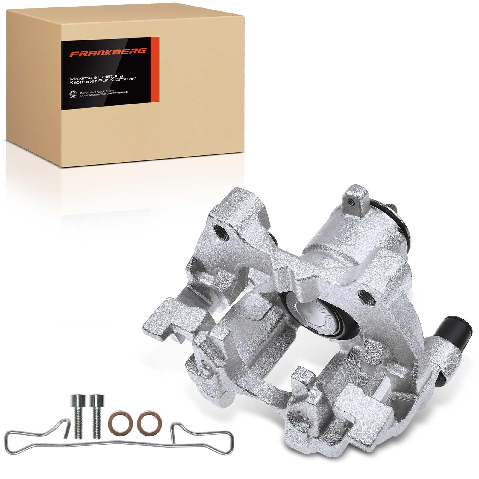Frankberg Bremssattel Bremszange Hinten Rechts mit Halter (Lochabstand Halterung 90mm) Kompatibel mit Golf VII Golf Alltrack A3 T-R.O.C K.a.r.o.q TT Q2 Replace# 344837