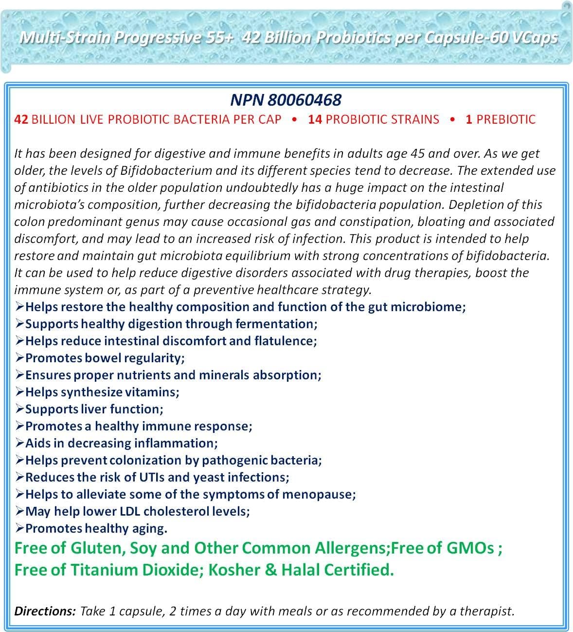 NOVA Probiotics Multi-Strain Progressive 55+ 42 Billion Probiotics per Capsule-60 VCaps