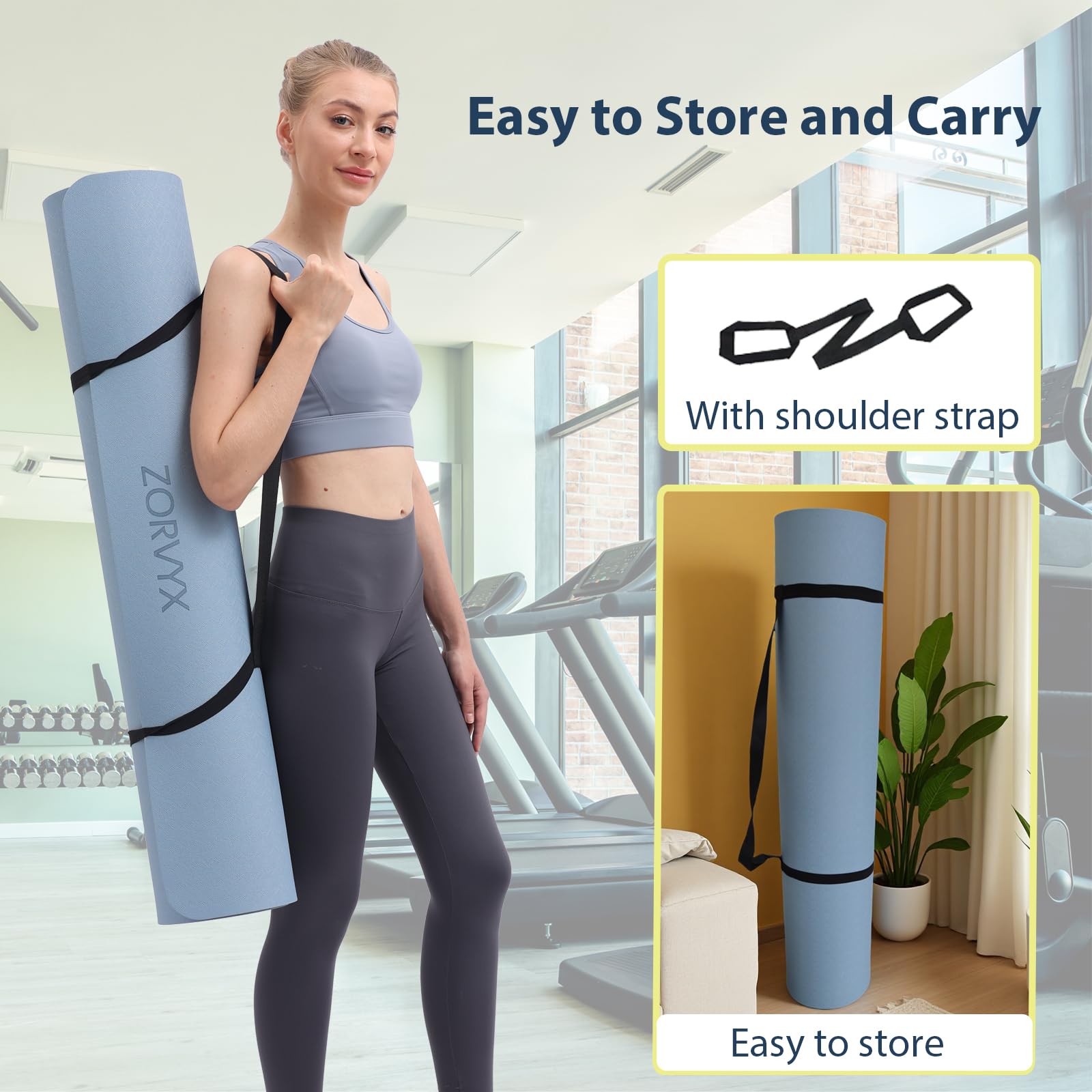 Tapis Yoga Epais 200×100cm TPE 10mm Epais Tapis de Sport Antidérapant et Confortable, Large Tapis de Gym Fitness Pilates Exercice pour Maison et Exterieur