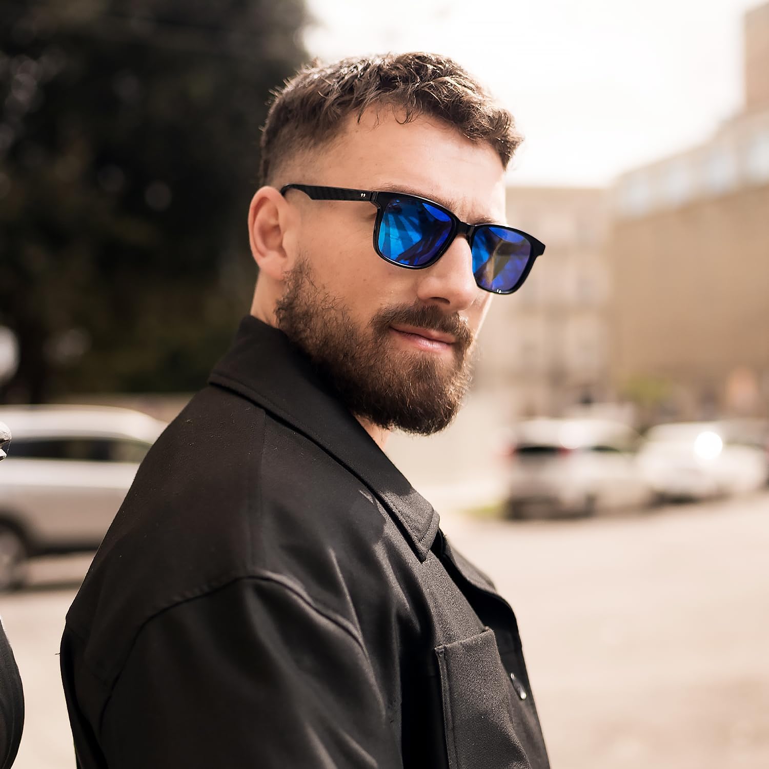 DUCO Rectangular Polarized Sunglasses for Men Acetate Carbon Fiber Sun Glasses Driving Fishing Golf UV400 Protection DC8330 - Image 3