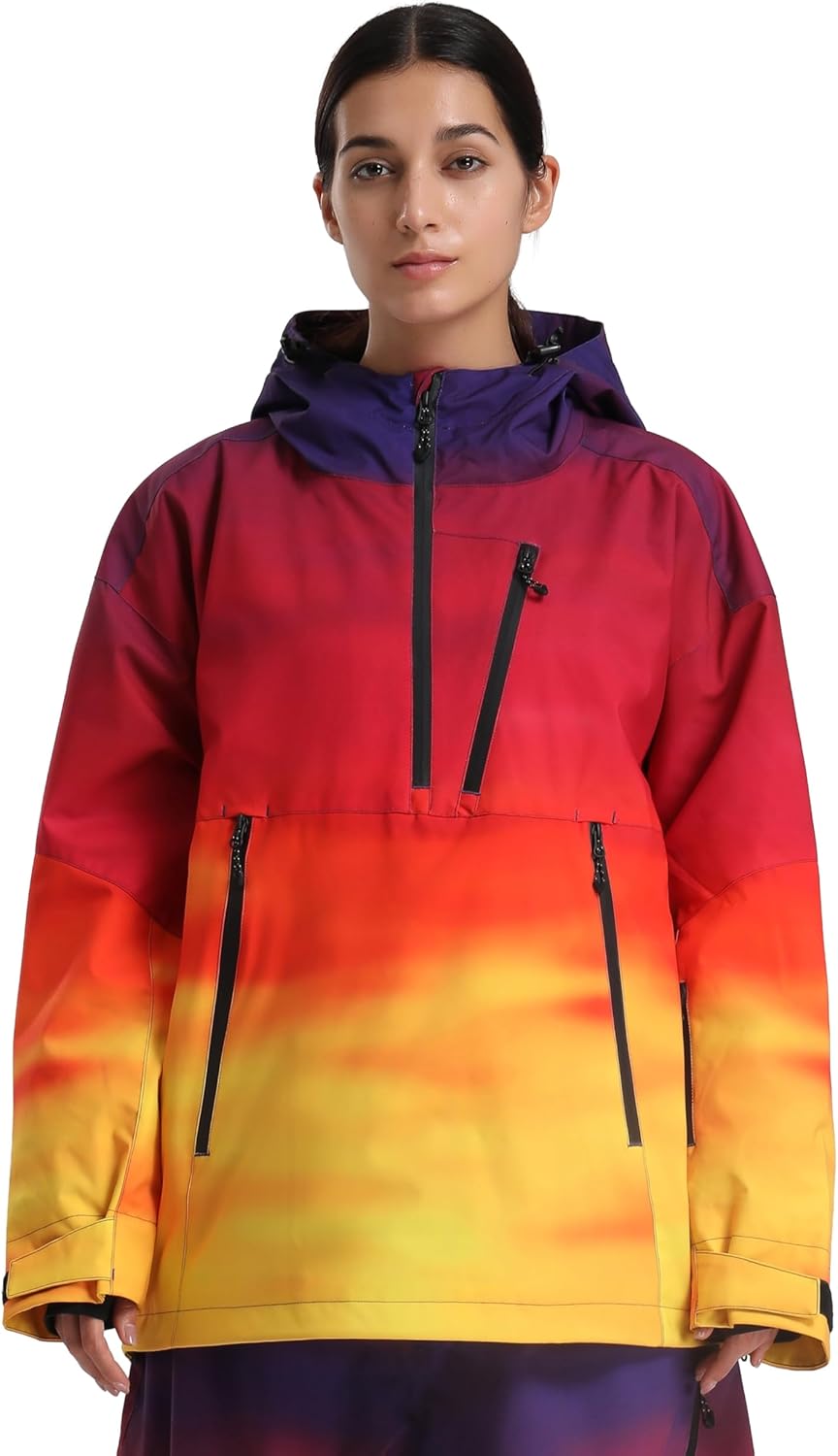 GSOU SNOW Women's Snowboard Jacket Baggy Ski Jackets Waterproof Snow Hooded Coat Windproof Mountain Winter Outdoor Sports