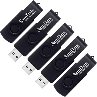 USB Flash Drive 8GB 5 Pack USB 2.0 Thumb Drive Swivel Memory Stick with LED Indicator (Black, 8GB-5Pack)