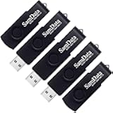SamData USB Flash Drive 8GB 5 Pack USB 2.0 Thumb Drive Swivel Memory Stick with LED Indicator (Black, 8GB-5Pack)