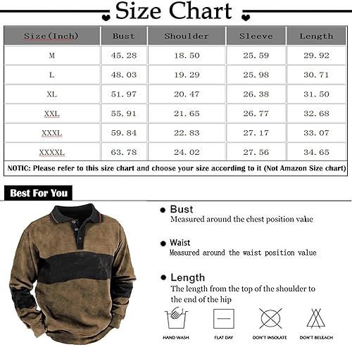 Miniatura 3 de WENKOMG1 Mens Color Block Blouse Spring Fall Cotton Blend Long Sleeve Pullover Button Down Graphic Sweatshirt