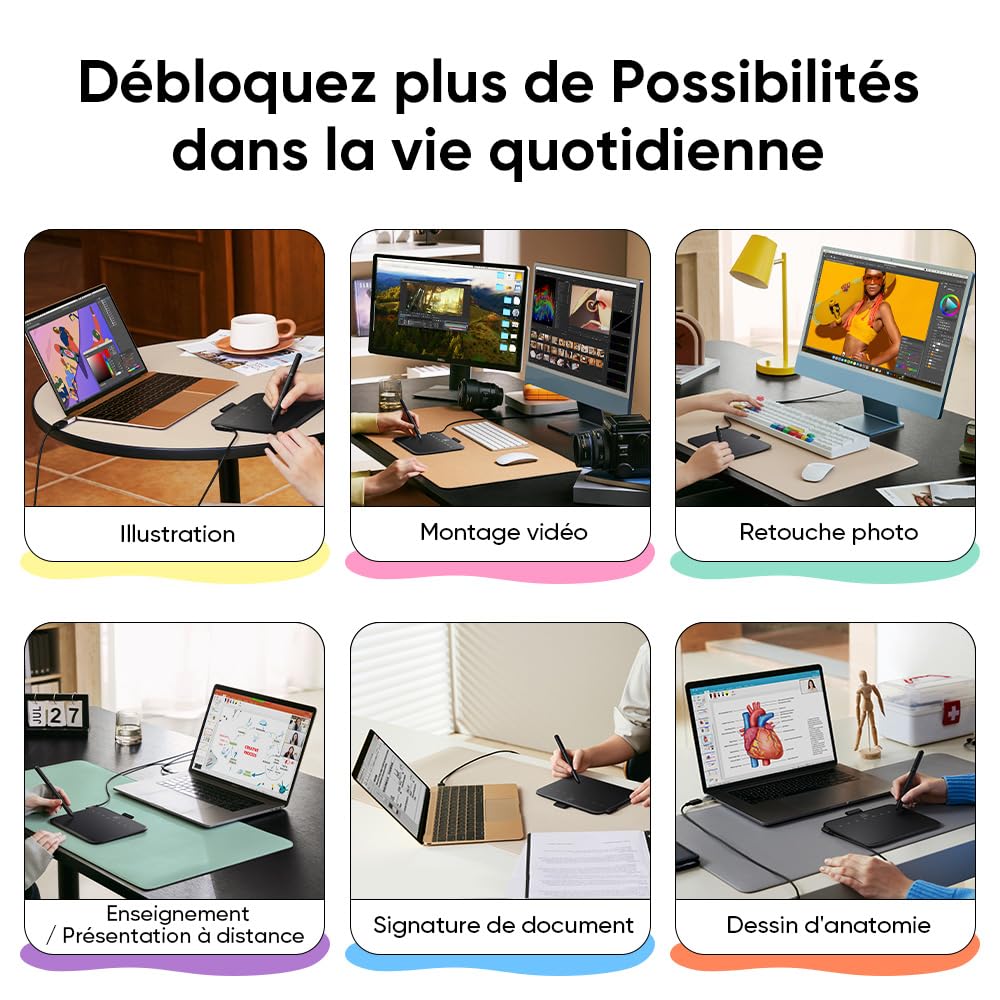 XPPen Deco 640 Tablette Graphique sans Écran, Stylet X3 Pro 16K Niveaux de Pression, Compatible Windows/Mac/Android