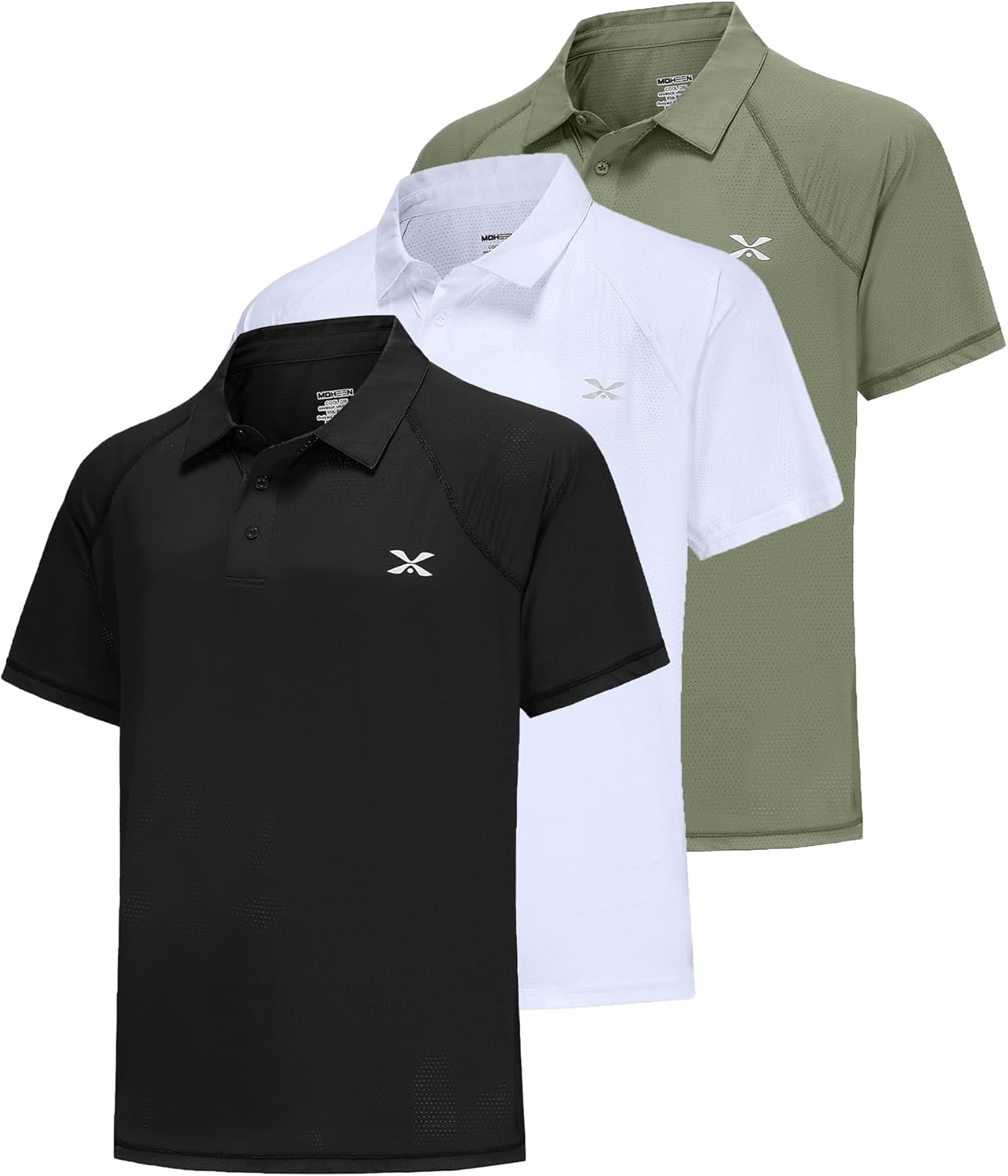 MOHEEN Men's Moisture Wicking Short Sleeve Polo Shirts UPF 50+ Lightweight Performance Golf Shirts M-6XL