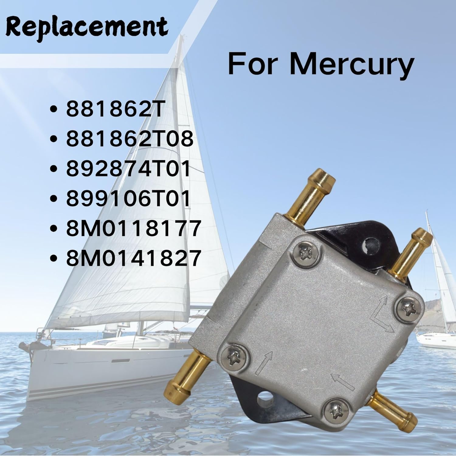 Boat Marine 899106T01 Fuel Pump for Mercury 30 40 50 60 HP Outboard Engines Replace 8M0141827 18-8866