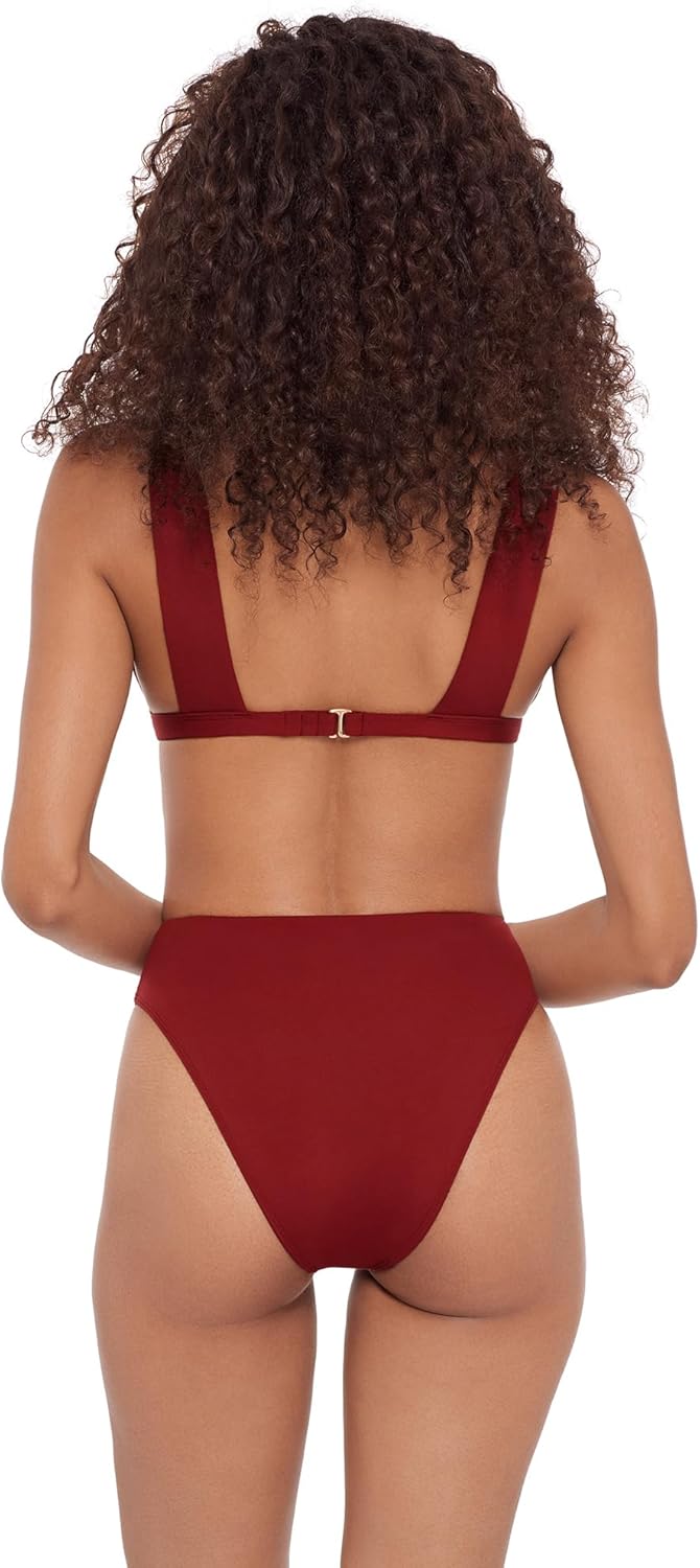 Steve Madden Womens Over The Shoulder Tall Triangle Bikini Top with Studs - Image 3