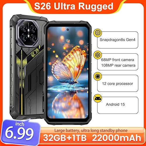 Miniatura 9 de MMY Teléfono celular desbloqueado de armadura resistente de 32+1TB, Smartphone de 6.99" HD, fotografía con visión nocturna de 68+108MP, teléfono