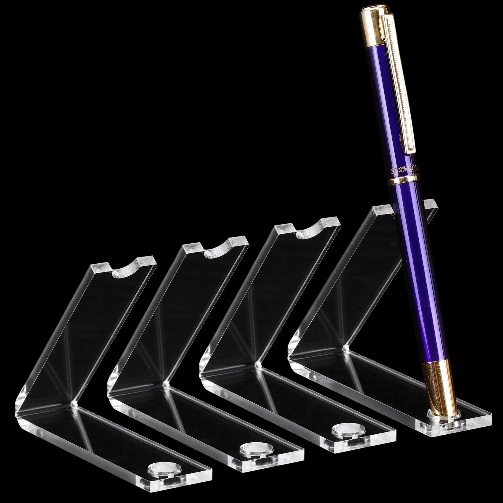 4 Pieces Acrylic Pen Holder Display Stand Transparent Makeup Brush Rack Organizer Clear Pen Stand Paintbrush Drying Rack for Home School Office or Store Use