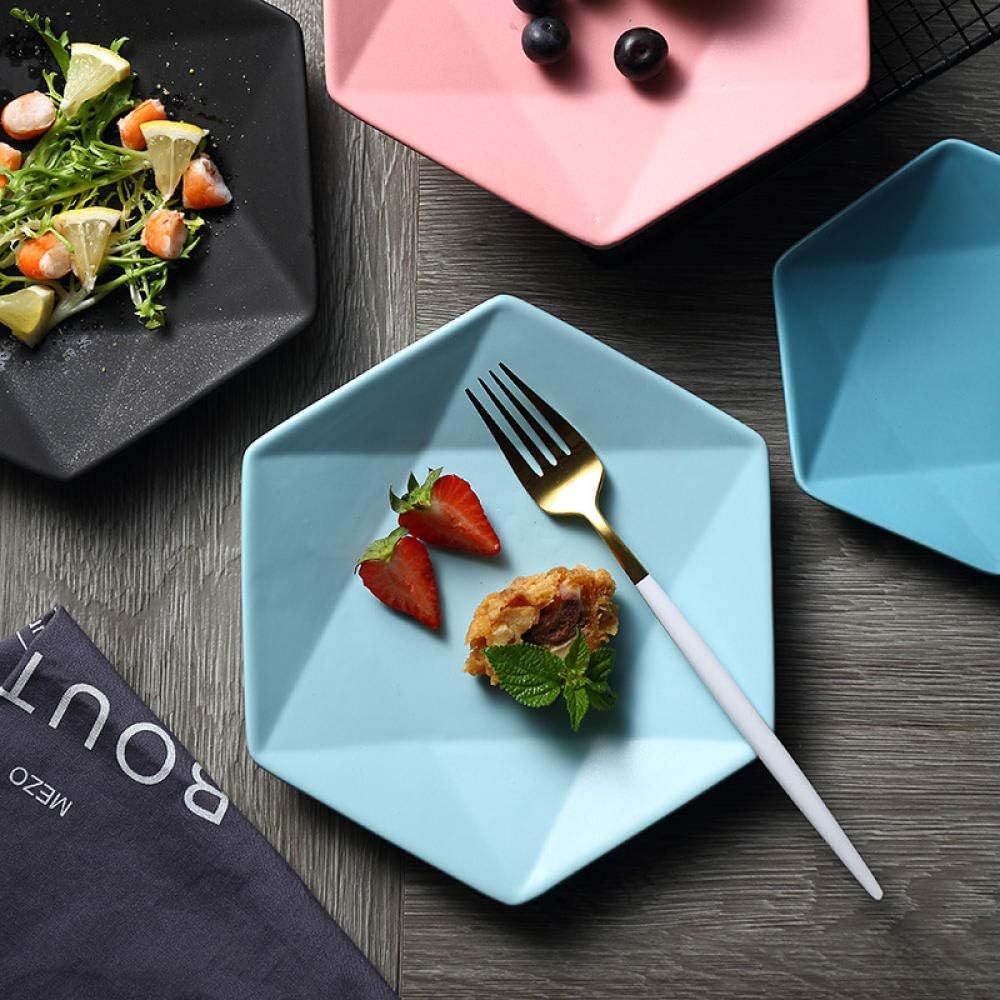 ZT-TTHG パスタ皿 ケーキデザートプレートサラダプレート用ソリッドカラー六角セラミックプレートディッシュ