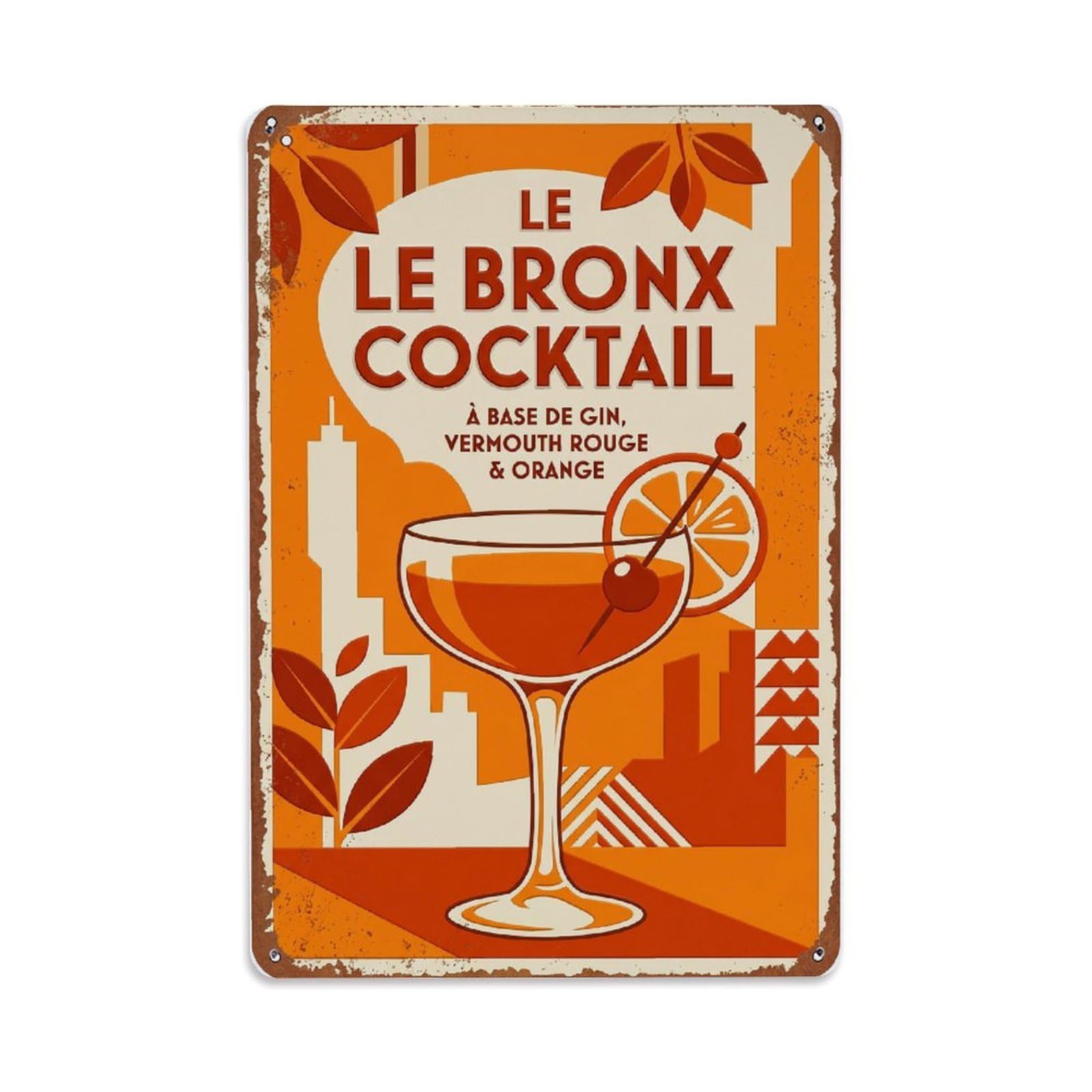 Bronx Craft Cocktail Metal Tin Sign Plaque Wall Decor for Cafe, Club Bar, Office, Home Garden Metal Poster 8x12Inch