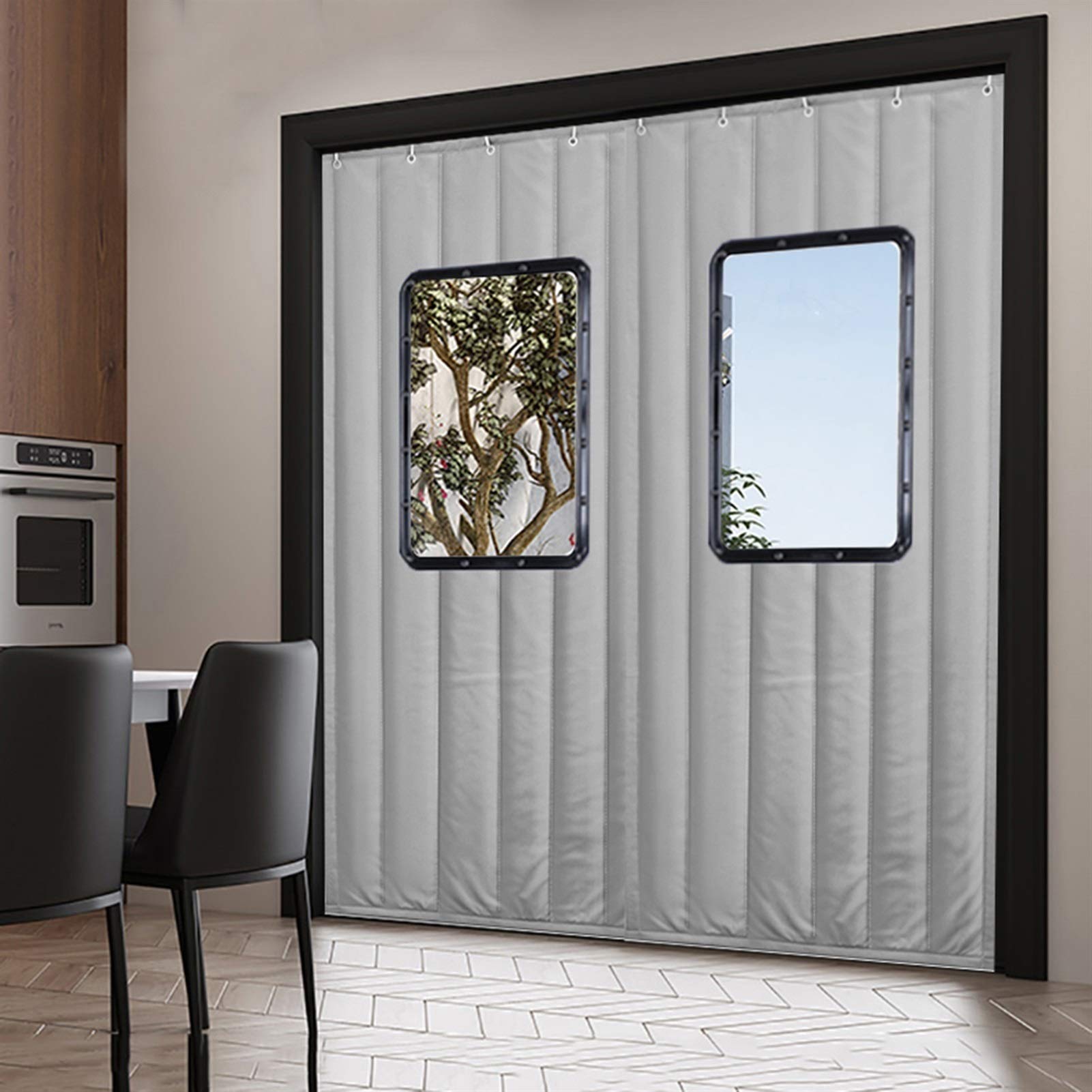 Cortina Exterior Puerta Aislamiento Térmico - Tela Oxford Con Forro Algodón