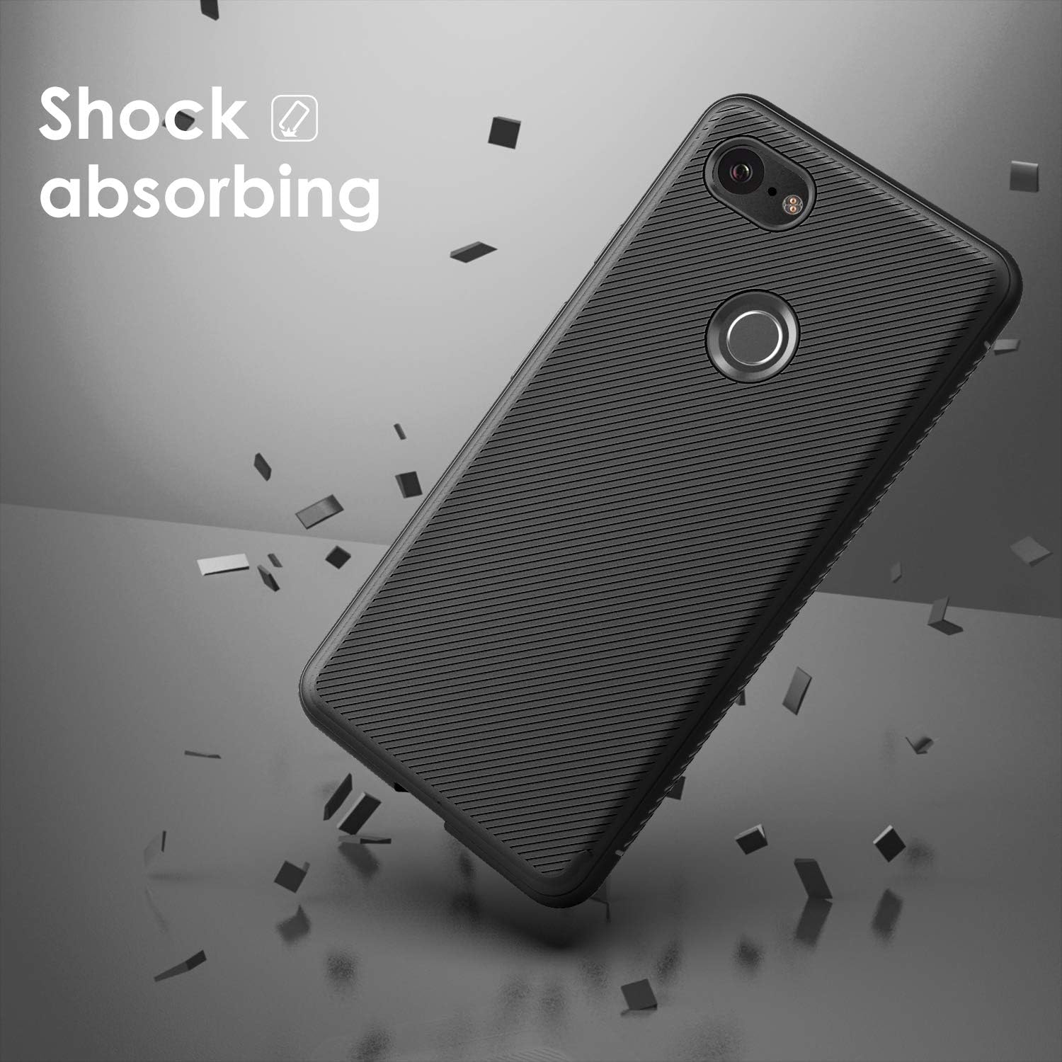 MoKo Google Pixel 3 Case, Lightweight Shockproof Protective Phone Cover, TPU Bumper Edge Twill Phone Case for Google Pixel 3 - Black