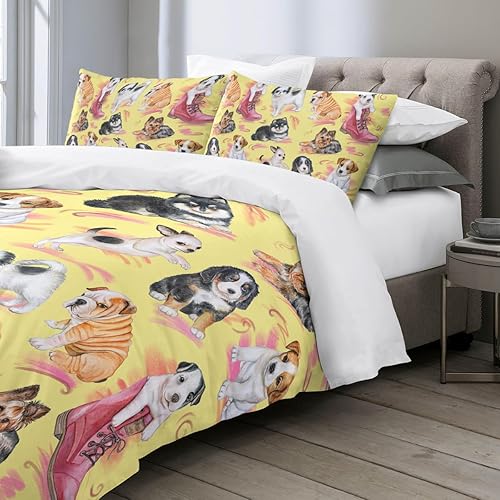 Miniatura 9 de Sleepwish Juego de ropa de cama con temática de perro, divertido Chihuahua con dona, funda de edredón de 3 piezas para niños, diseño de animales de