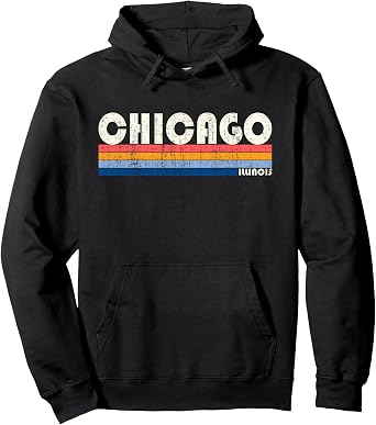 Vintage 70s 80s Style Chicago, IL Pullover Hoodie