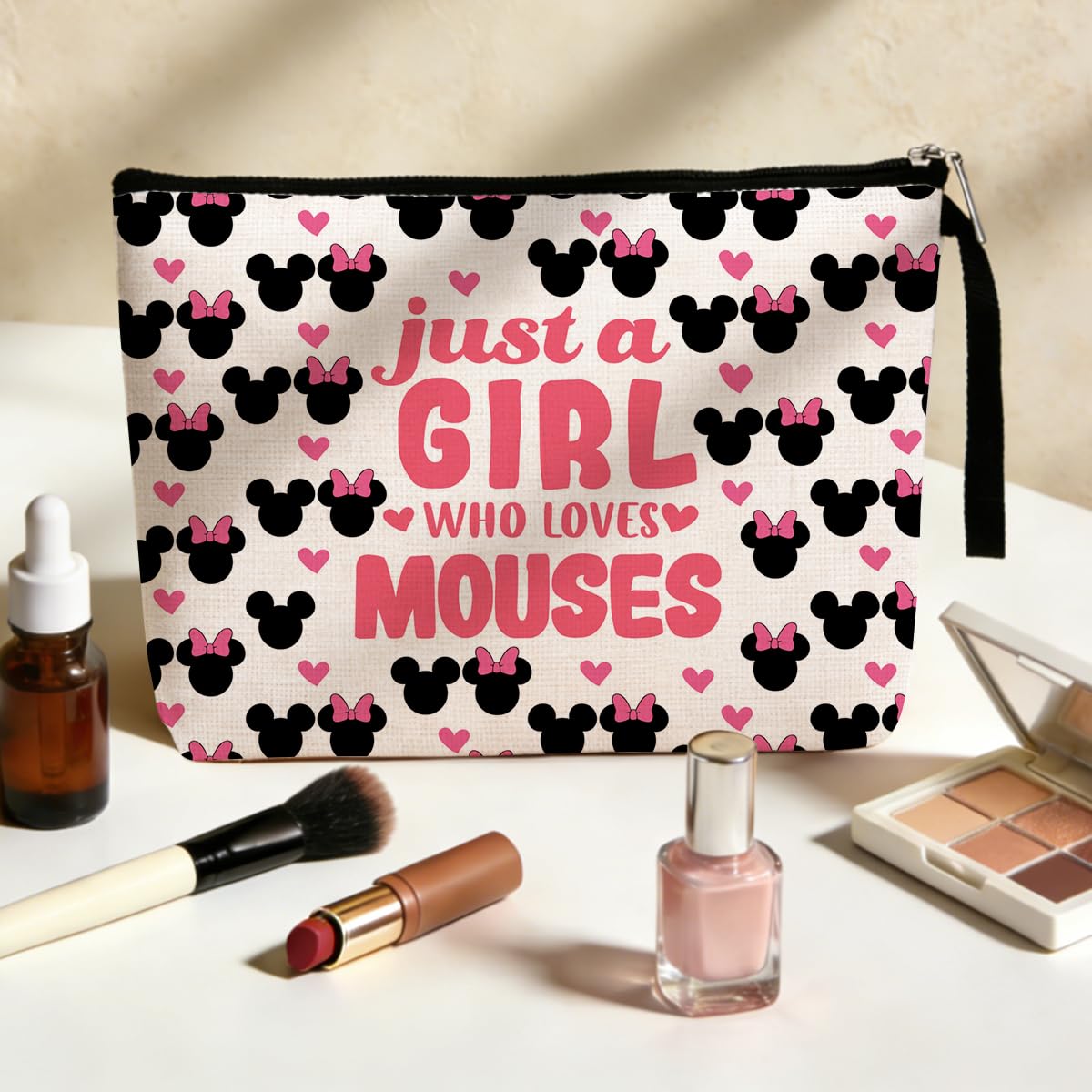 Mouse Themed Gifts Cute Mouse Cosmetic Bags Cartoon Toiletry Bag Birthday Graduation Nurse Day Funny Makeup Bag Animal Lover Gifts for Women Teens Girls Mouses Lover Daughter Best Friend BFF
