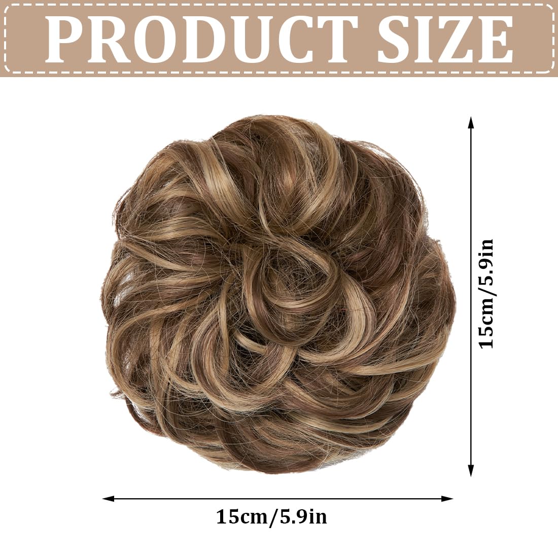 Moños Postizos, Natural Rizado Ondulado Postizo Moño Sintético, Moño Sintético Despeinado para Mujeres (A)