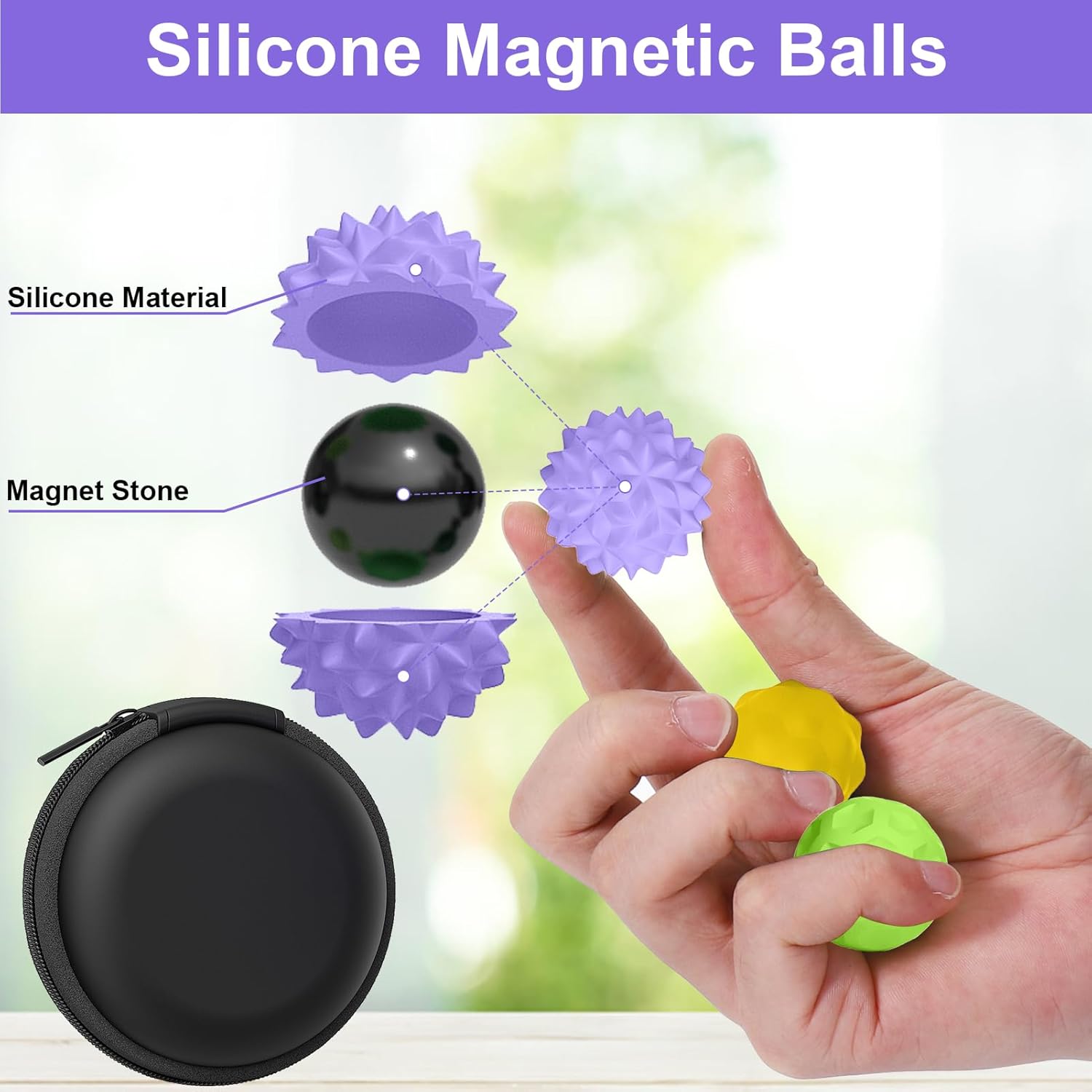 BUSOHA Silicone Fidget Balls - 4 Pack New Fidget Toys Stress Balls for Adults Sensory Stone Travel Toys for Calming,Autism and ADHD,Gifts for Teens