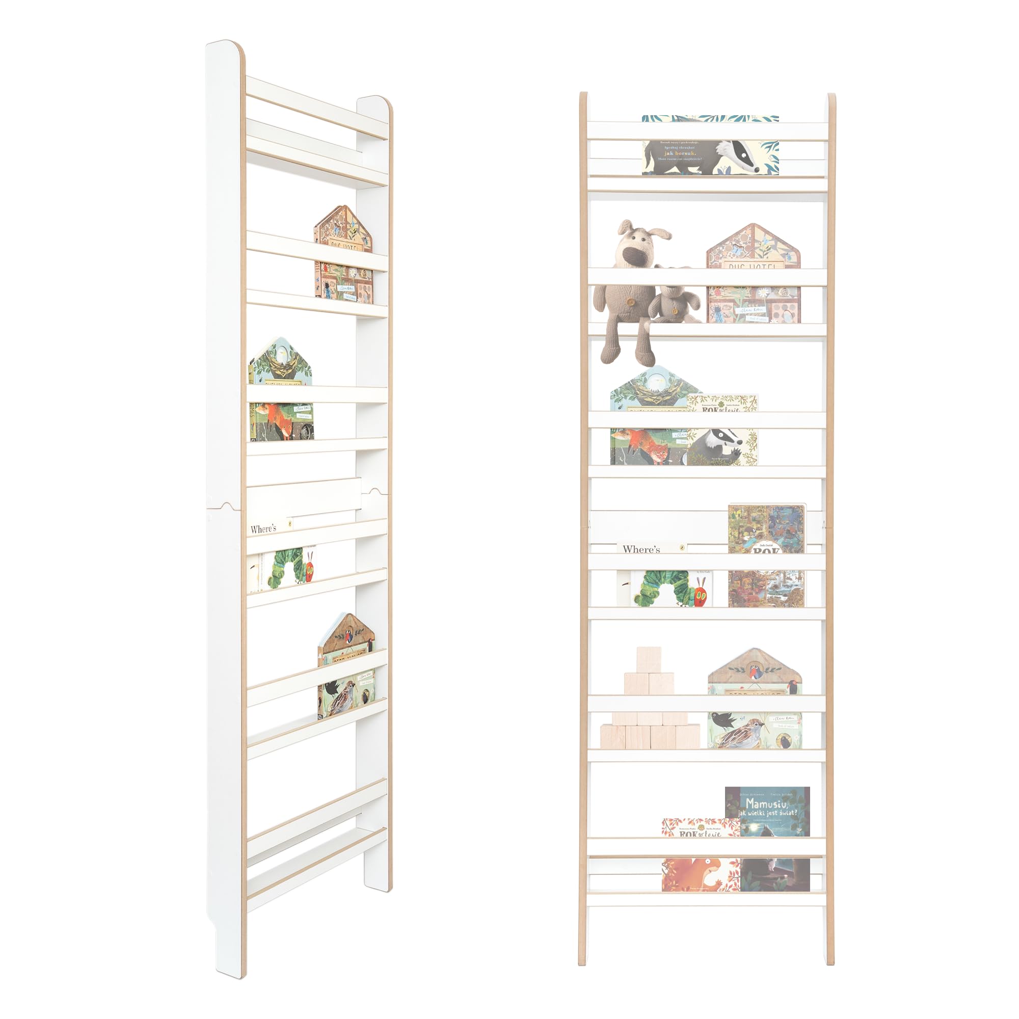 MAMOI® Kinderbücherregal aus Holzwerkstoff – Bücherkiste, Kinderbücherregal, Bücherregal für Kinderzimmer, Bücherbank, Wandregal, Montessori Kindermöbel