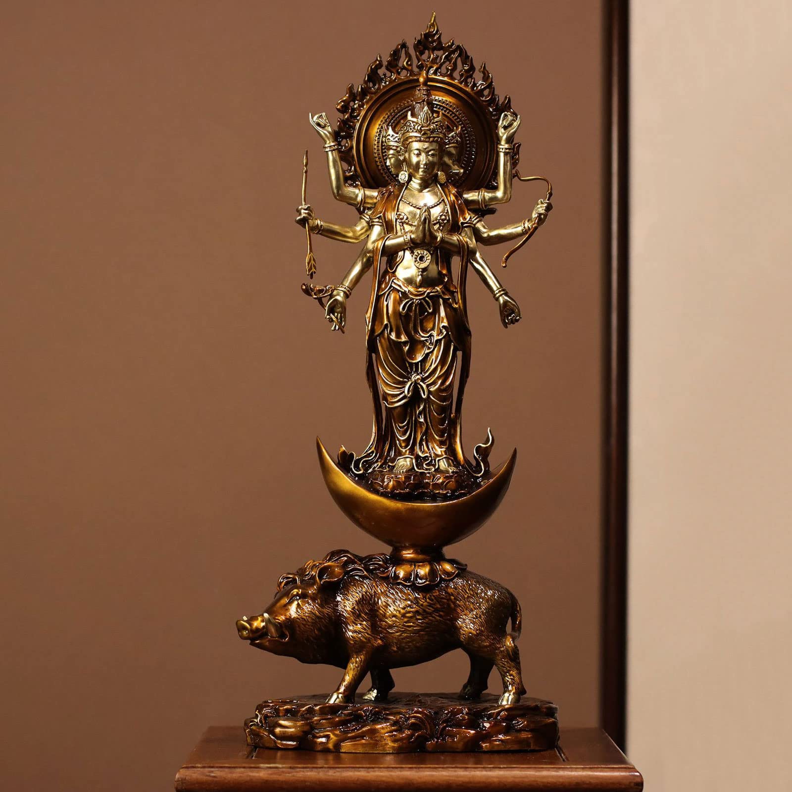 仏像セット(ハーマイ) Amazon｜dsdsad仏像【摩利支天立像】 真鍮製 （総高56cm、幅23cm