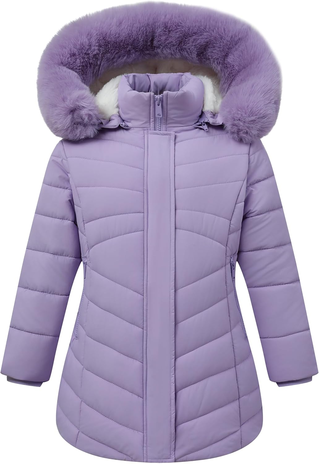 Girls' Winter Coat Hooded Parka with Plush Lining