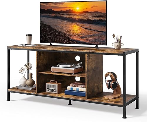 Miniatura 3 de Gizoon Soporte de TV para TV de hasta 65 pulgadas con estantes de almacenamiento, centro de entretenimiento para juegos de 3 niveles para PS5, mesa