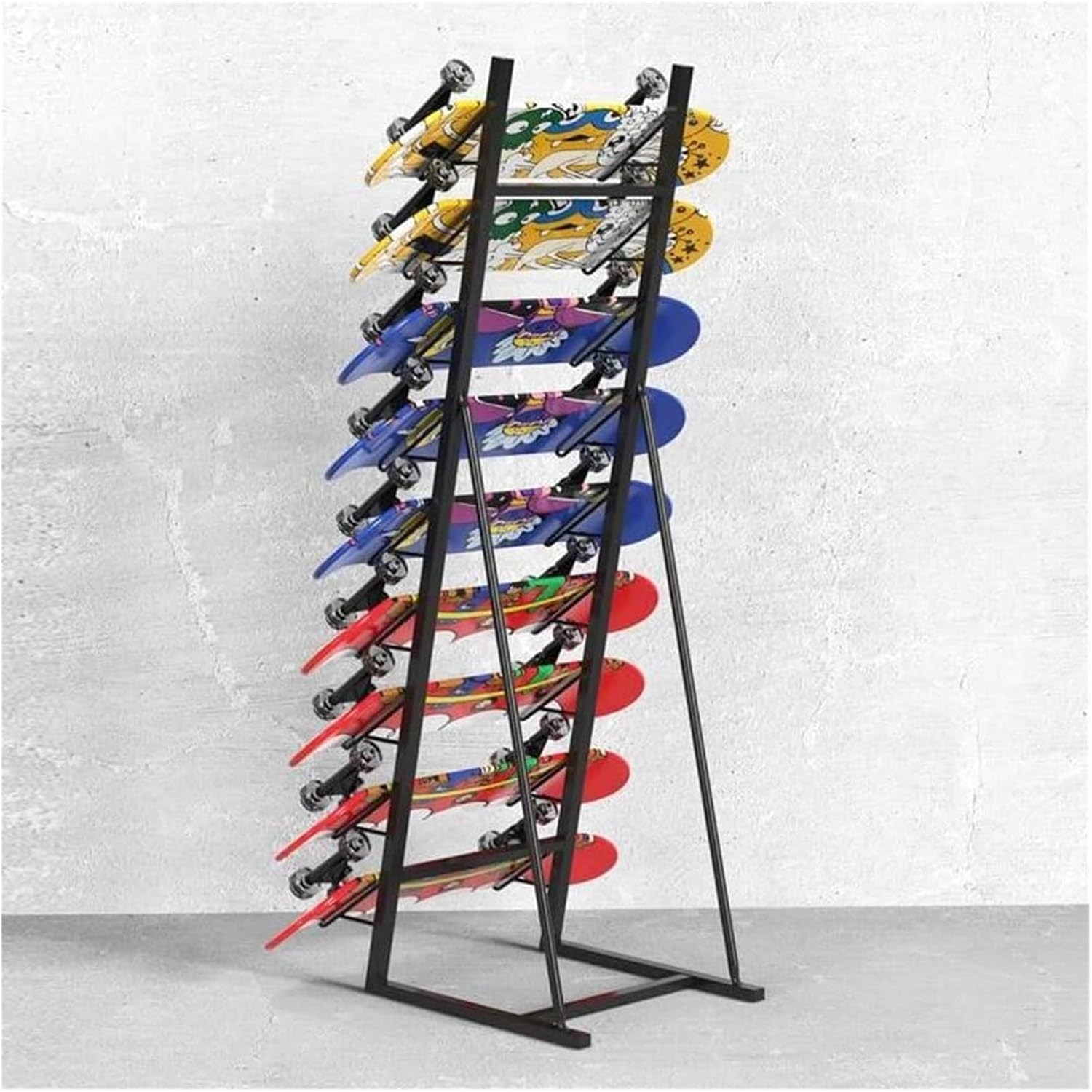 Floor-Standing Skateboard Rack - Space-Saving Organizer for Home Gym, Durable Display Holder for Skateboards, Longboards, and Sample Boards - Perfect for Skateboard Lovers