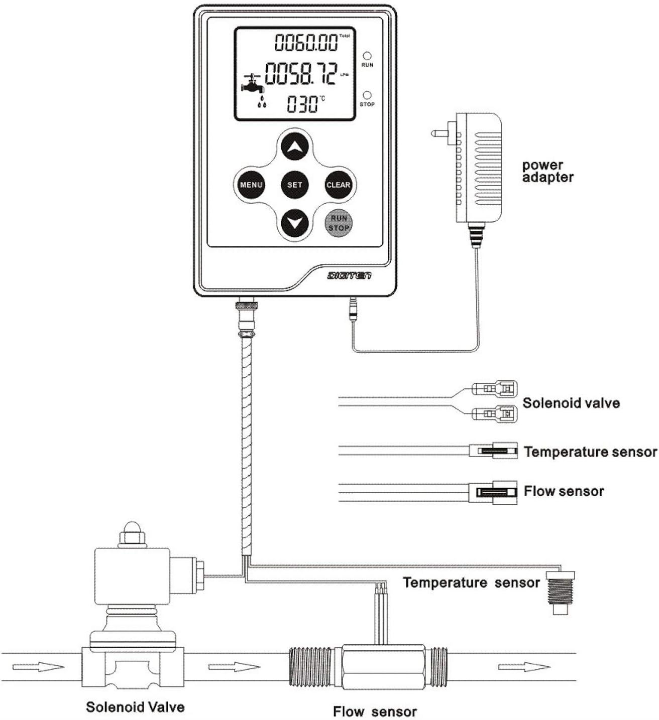 DIGITEN Water Flow Control LCD Display+G1 Flow Sensor Meter