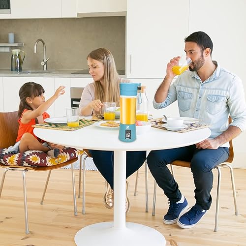 Miniatura 8 de Bazill - Batidora portátil para batidos licuadora personal mini taza de jugo de batido recargable por USB 128fl oz azul